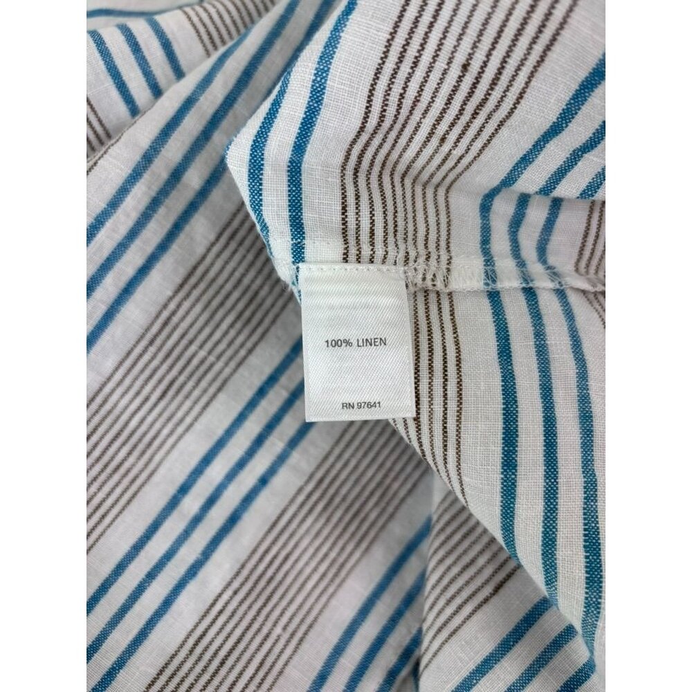 J. Jill women's small brown blue striped 100% linen knee length shift dress - Picture 9 of 9